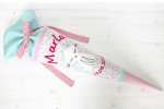 Mobile Preview: Schultüte mit Katze rosa Blümchen